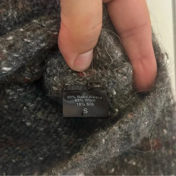 ! Jenni Kayne Wool Alpaca Silk Speckled Cropped Cable Knit Cowl Neck Sweat… - Picture 5 of 5